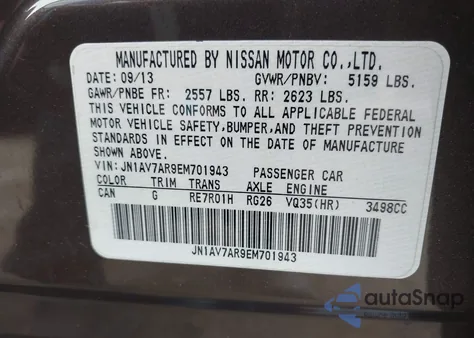 2014 Infiniti Q50 Hybrid Sport from USA, damaged, VIN JN1AV7AR9EM701943
